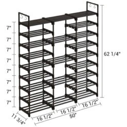 WOWLIVE 9-Tier Large Stackable Metal Shoe Rack Shelf Storage Tower Unit Cabinet Organizer For Closets, Fits 50 To 55 Pairs, Black -Lamps and Lighting Store GUEST 998fbb00 f3c7 435d a65b 9409da589c38