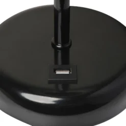 19.5" Bedside USB Port Feature Metal Table Desk Lamp Black With White Fabric Shade - Creekwood Home -Lamps and Lighting Store GUEST 9a4bffad 170d 4532 b219 8e9c8908fac9