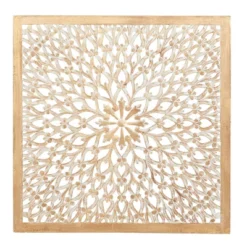 Wood Floral Handmade Intricately Carved Wall Decor With Mandala Design Light Brown - Olivia & May -Lamps and Lighting Store GUEST 9ab2a482 b3e1 4748 8010 088e48fe123e