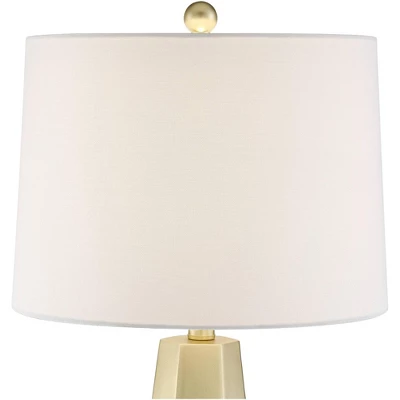 360 Lighting Julie Modern Table Lamps 27 1/2" Tall Set Of 2 Faux Marble Gold Tapered Column Fabric Drum Shade For Bedroom Living Room Bedside Office 4 360 Lighting Julie Modern Table Lamps 27 1/2" Tall Set Of 2 Faux Marble Gold Tapered Column Fabric Drum Shade For Bedroom Living Room Bedside Office - Image 2