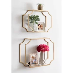 2pc Ciel Modern Glam Metal Wall Shelf Set - Kate & Laurel All Things Decor -Lamps and Lighting Store GUEST 9b60961d 8ec0 4ac6 949f 6f932c0c066e