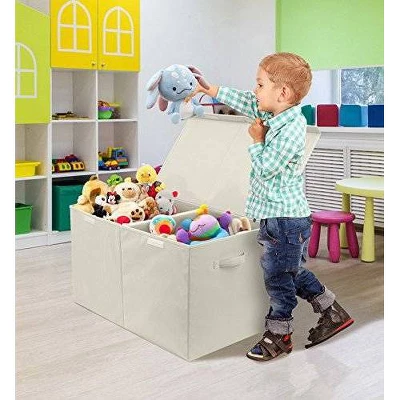 Sorbus Storage Fabric Toy Chest Beige 6 Sorbus Storage Fabric Toy Chest Beige - Image 4