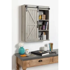 Decorative Wood Wall Storage Cabinet With Sliding Barn Door Rustic Gray - Kate & Laurel All Things Decor -Lamps and Lighting Store GUEST 9d613702 3b49 4ecb a9d5 07ebd3d5e05b