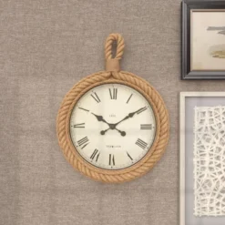 Jute Wall Clock With Rope Accents Beige - Olivia & May -Lamps and Lighting Store GUEST 9def9525 0b18 4adc bd8d 4d65d2905324