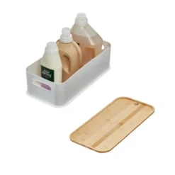 Large Handled Bin With Bamboo Lid Coconut - IDESIGN -Lamps and Lighting Store GUEST 9eed0919 60a5 4097 8ddc fe9de675ad03