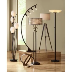 Possini Euro Design Meridian Light Blaster Modern Torchiere Floor Lamp 72" Tall Oil Rubbed Bronze LED Frosted Glass Shade For Living Room Bedroom Home -Lamps and Lighting Store GUEST 9f10bba5 9a6c 4273 bb48 1d4a45d8cd14