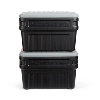 Rubbermaid 24 Gallon Action Packer Lockable Latch Indoor And Outdoor Storage Box Container, Black (2 Pack) 3 Rubbermaid 24 Gallon Action Packer Lockable Latch Indoor And Outdoor Storage Box Container, Black (2 Pack)