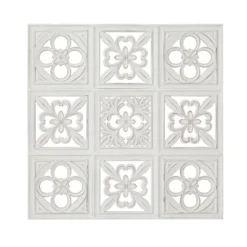 Wood Floral Carved Wall Decor White - Olivia & May -Lamps and Lighting Store GUEST a05cd297 35fe 44dd ab38 d02763ade042