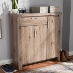 Laverne Modern And Contemporary Oak Finished Shoe Cabinet Brown - Baxton Studio -Lamps and Lighting Store GUEST a12c4aef 6daa 45b0 bd3b 0ab7dd8bee2d