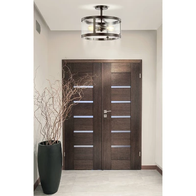 15" Iron And Glass Herndon Modern LED Flush Mount - Jonathan Y 6 15" Iron And Glass Herndon Modern LED Flush Mount - Jonathan Y - Image 4