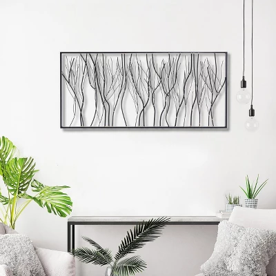 LuxenHome Black Abstract Trees Rectangular Metal Wall Decor 3 LuxenHome Black Abstract Trees Rectangular Metal Wall Decor