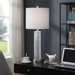 Diamond Textured Glass Table Lamp With Brushed Steel Base Gray - StyleCraft 9 Diamond Textured Glass Table Lamp With Brushed Steel Base Gray - StyleCraft -Lamps and Lighting Store GUEST a16e9d09 3c92 4e2f 9473 b92acc062973