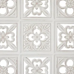 Wood Floral Carved Wall Decor White - Olivia & May -Lamps and Lighting Store GUEST a32134c7 ab34 44c5 9518 dad823bd5448