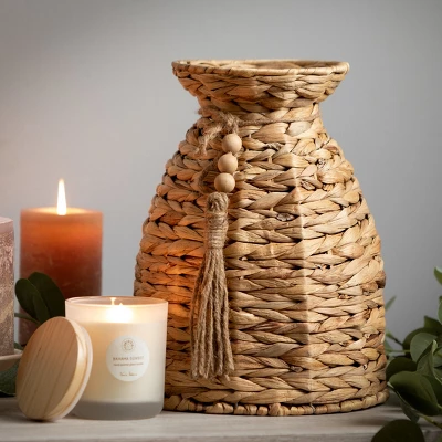 16.75"H And 11.75"H Sullivans Beaded Tassel Basket Urn Set Of 2; White 4 16.75"H And 11.75"H Sullivans Beaded Tassel Basket Urn Set Of 2; White - Image 2