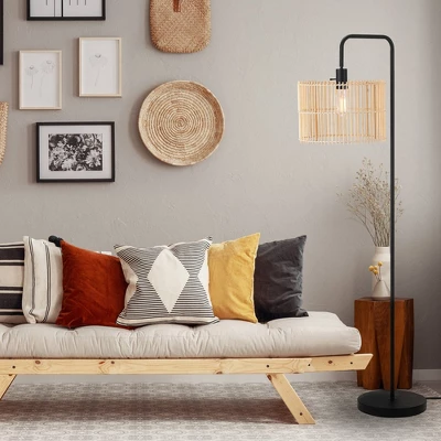 58" Barden Matte Black Floor Lamp With Bamboo Shade - Globe Electric 9 58" Barden Matte Black Floor Lamp With Bamboo Shade - Globe Electric - Image 7