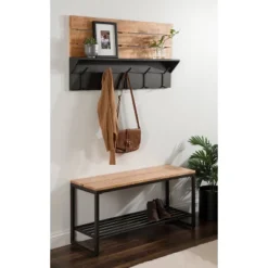 42" X 22" Samuels Decorative Wall Shelf With Hooks Rustic Brown/Black - Kate & Laurel All Things Decor 17 42" X 22" Samuels Decorative Wall Shelf With Hooks Rustic Brown/Black - Kate & Laurel All Things Decor -Lamps and Lighting Store GUEST a59be970 a877 44ae a9de 0f734b810b58