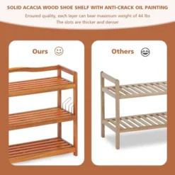 Costway 5-Tier Wood Shoe Rack Solid Acacia Wood Shoe Shelf With Side Metal Hooks 16 Costway 5-Tier Wood Shoe Rack Solid Acacia Wood Shoe Shelf With Side Metal Hooks -Lamps and Lighting Store GUEST a5ab1050 7bb7 4a34 976c eb377ae8103e