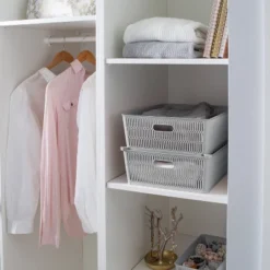 Simplify 2pk Large Slide And Stack Storage Shallow Totes Gray -Lamps and Lighting Store GUEST a5ed5191 12b6 43ad bf84 17c414cb9374