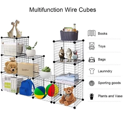 Costway 12 Cube Grid Wire Organizer Wardrobe Shelves Bookcase DIY 4 Costway 12 Cube Grid Wire Organizer Wardrobe Shelves Bookcase DIY - Image 2