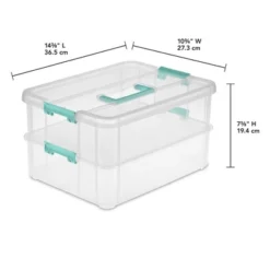 Sterilite Convenient Small Home 2-Tiered Layer Stack Carry Storage Box With Colored Accent Secure Latching Lid, Clear (4 Pack) -Lamps and Lighting Store GUEST a5f2e2c0 bab5 4fca 9414 23ea05bb4bde
