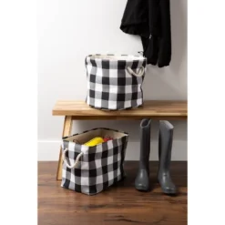 16" X 10" X 12" Medium Polyester Buffalo Check Rectangle Storage Bin White & Black - Design Imports -Lamps and Lighting Store GUEST a6f55ec4 029f 49ee 81fa c0e67036b8e4