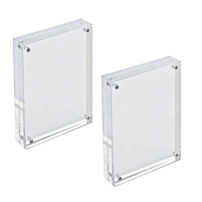 Azar Displays Clear Acrylic Magnetic Photo Block Frame Set With TWO 5x7 Size Frames 3 Azar Displays Clear Acrylic Magnetic Photo Block Frame Set With TWO 5x7 Size Frames
