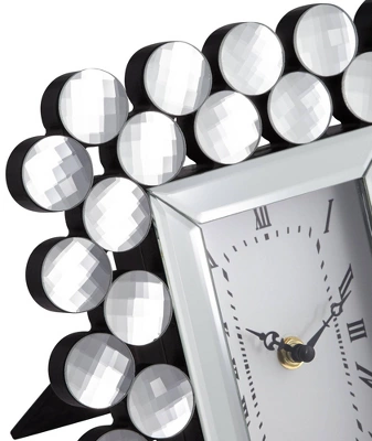 Dahlia Studios Faywood 11" High Silver Mirrored Tabletop Clock 4 Dahlia Studios Faywood 11" High Silver Mirrored Tabletop Clock - Image 2