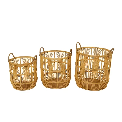 Set Of 3 Wood Baskets Brown - Olivia & May 4 Set Of 3 Wood Baskets Brown - Olivia & May - Image 2