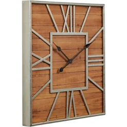 River Parks Studio Caser Silver Metal And Brown Wood 23 1/2" Square Wall Clock -Lamps and Lighting Store GUEST a862b2bc b1ca 4402 9154 6999d04ed8dd