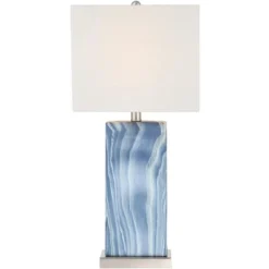 360 Lighting Connie Modern Table Lamps 25" High Set Of 2 Blue Faux Marble With USB Charging Port Table Top Dimmers White Shade For Bedroom Office Desk -Lamps and Lighting Store GUEST a950faa6 056a 46be 9811 86795f4bb7e4