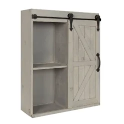 Decorative Wood Wall Storage Cabinet With Sliding Barn Door Rustic Gray - Kate & Laurel All Things Decor -Lamps and Lighting Store GUEST a98be8ca bf37 4197 88d6 54bc0db63235