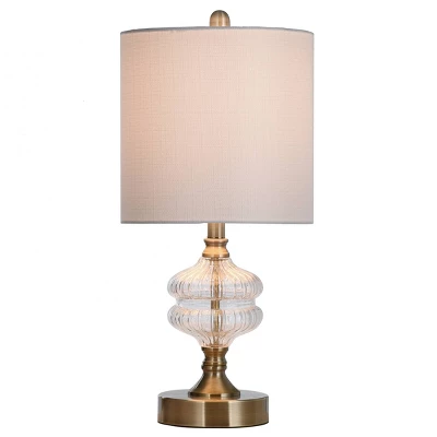 Traditional Satin Brass Table Lamp With Clear Glass Fluted Body - StyleCraft 3 Traditional Satin Brass Table Lamp With Clear Glass Fluted Body - StyleCraft