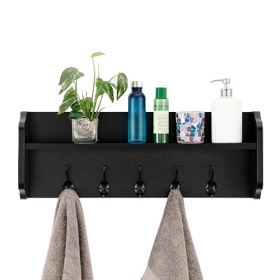 25" X 9" Entryway Floating Utility Wall Shelf With Hooks Black - Danya B. 12 25" X 9" Entryway Floating Utility Wall Shelf With Hooks Black - Danya B. - Image 10