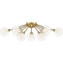 Possini Euro Design Spheres Modern Ceiling Light Flush Mount Fixture 28" Wide Warm Brass 9-Light LED Clear Globe Glass For Bedroom Kitchen Living Room -Lamps and Lighting Store GUEST abade089 293e 4379 bc21 affd77434d6d