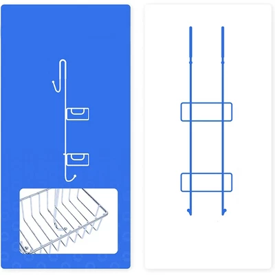 Bamodi 27" X 7" Stainless Steel Hanging Shower Caddy With 2 Towel Hooks - Silver 5 Bamodi 27" X 7" Stainless Steel Hanging Shower Caddy With 2 Towel Hooks - Silver - Image 3