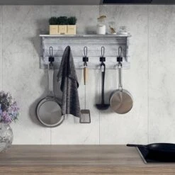 Emma And Oliver Rustic Country Wall Mounted Entryway Shelf With 5 Rustic Hooks And Wood Construction 21 Emma And Oliver Rustic Country Wall Mounted Entryway Shelf With 5 Rustic Hooks And Wood Construction -Lamps and Lighting Store GUEST ad6393df 23f3 4be1 8cad 9811f7855892