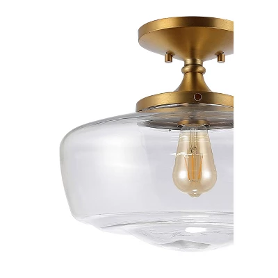 14" Marfa Glass/Iron Farmhouse Modern LED Flush Mount - JONATHAN Y 4 14" Marfa Glass/Iron Farmhouse Modern LED Flush Mount - JONATHAN Y - Image 2