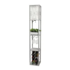 Etagere Organizer Storage Shelf Floor Lamp With Linen Shade Gray - Simple Designs -Lamps and Lighting Store GUEST ae1b0f45 14a1 4b11 94ce 177082b7b7c0