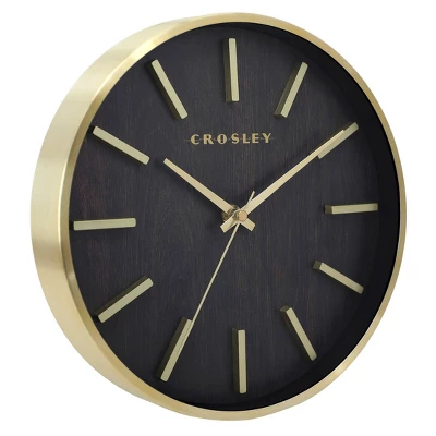 Analog 10" Gold Metal Quartz Accurate With Raised Hour Marks Wall Clock - Crosley 4 Analog 10" Gold Metal Quartz Accurate With Raised Hour Marks Wall Clock - Crosley - Image 2