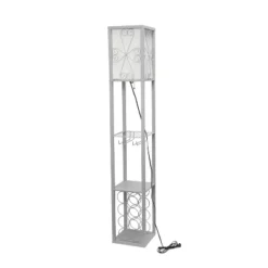 Etagere Organizer Storage Shelf Floor Lamp With Linen Shade Gray - Simple Designs -Lamps and Lighting Store GUEST af371c8d ac58 4e2a 91c0 adadc3f2db40