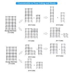 Costway 12 Cube Grid Wire Organizer Wardrobe Shelves Bookcase DIY