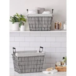 Design Imports Set Of 2 Farmhouse Black Wire Ticking Stripe Liner Baskets Black/White 15 Design Imports Set Of 2 Farmhouse Black Wire Ticking Stripe Liner Baskets Black/White -Lamps and Lighting Store GUEST b04b33a5 8e5f 458f 995e 2e18c496c0df