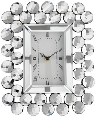 Dahlia Studios Faywood 11" High Silver Mirrored Tabletop Clock 5 Dahlia Studios Faywood 11" High Silver Mirrored Tabletop Clock - Image 3