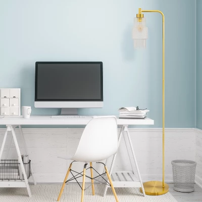 63" Kyra Pillar Shade Floor Lamp Gold - River Of Goods 5 63" Kyra Pillar Shade Floor Lamp Gold - River Of Goods - Image 3