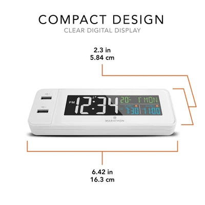 Marathon Hotel Collection LED Colour Display Fast Dual USB Charging Alarm Clock 5 Marathon Hotel Collection LED Colour Display Fast Dual USB Charging Alarm Clock - Image 3