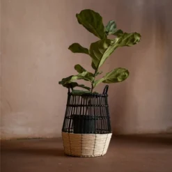 Natural Woven Black Rattan, Rope & Metal Basket - Foreside Home & Garden -Lamps and Lighting Store GUEST b58e4c5f 6267 487b 8cc1 2c32552b5302