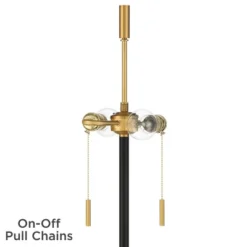 Possini Euro Design Roxie Modern Floor Lamp With Riser 65 1/2" Tall Brass Black Metal Sheer Linen Double Drum Shade For Living Room Bedroom Office -Lamps and Lighting Store GUEST b5c07179 5767 4f85 8a6f b0163d6075eb