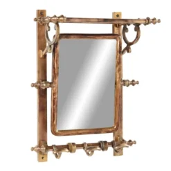 15" X 20" Bathroom Wall Rack With Hooks And Rectangular Mirror - Olivia & May -Lamps and Lighting Store GUEST b7c2ed7a 4117 4c98 bc70 d0d21186e15e