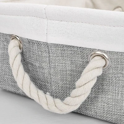 Unique Bargains Square Cotton Linen Fabric Towel Basket Decorative Storage Bins 1 Pc 4 Unique Bargains Square Cotton Linen Fabric Towel Basket Decorative Storage Bins 1 Pc - Image 2
