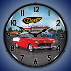 Collectable Sign & Clock | 1955 Bel Air Diner LED Wall Clock Retro/Vintage, Lighted
